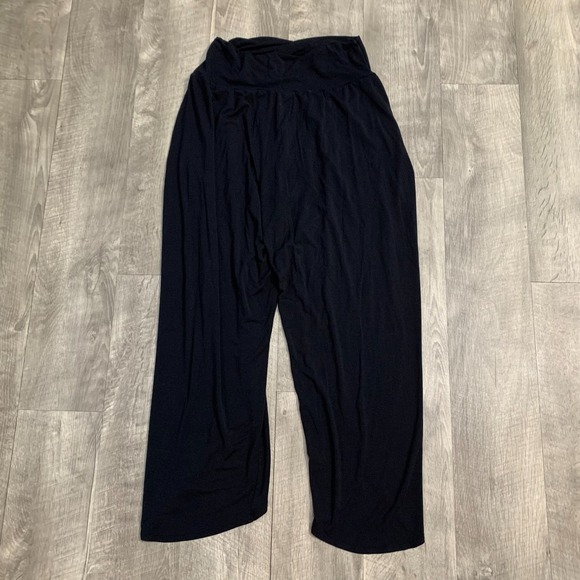 Athleta Black Wrap Front Lounge Yoga Sz Small Pants Draped Leg Slits Relaxed Fit - Picture 4 of 12